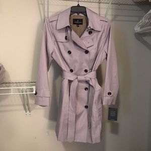 Purple trench coat with removable rain hood, Large